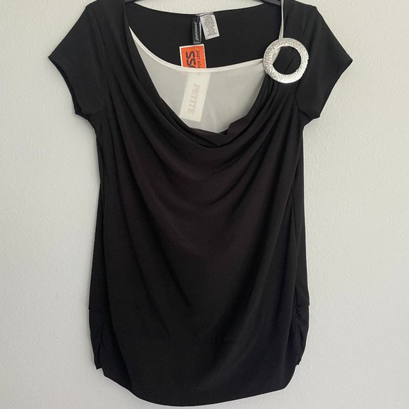 NWT Jason Maxwell Black & White Classic Blouse - Picture 2 of 9